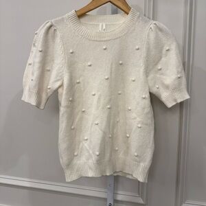 Anthropologie Cream Textured Knit Top